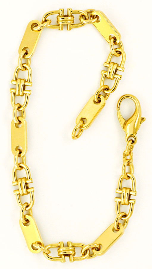 Foto 3 - Steigbügel Plättchen Anker Goldkette Armband massiv 14K, K2212