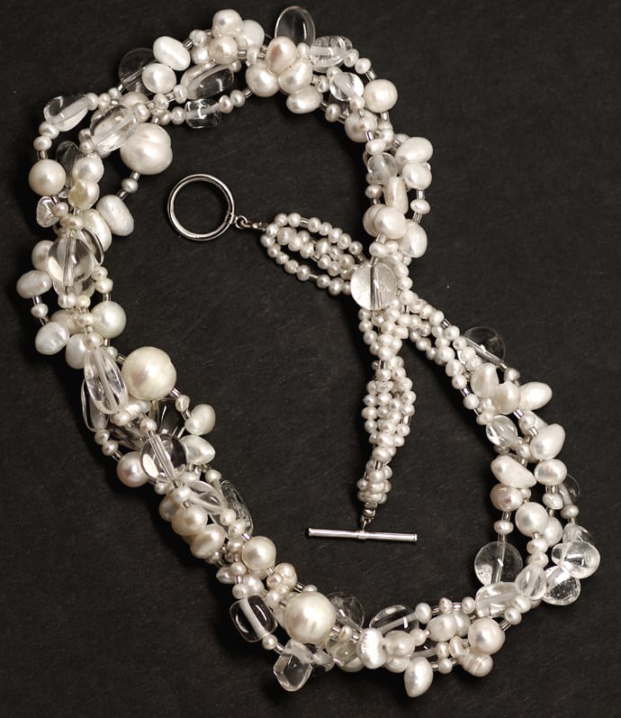 Foto 3 - Halskette mit Perlen und Kristallkugeln 925er Verschluss, Q1174