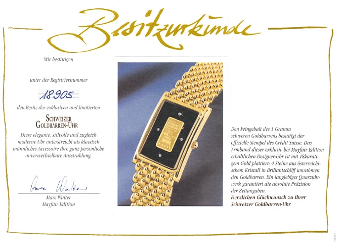 Foto 9 - Mayfair Edition Goldbarren Armbanduhr mit 1g Goldbarren, Q1626