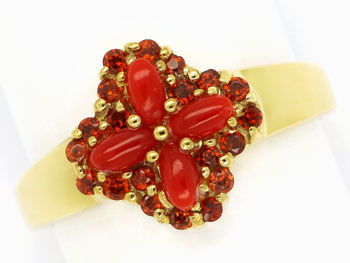 Foto 1 - Bezaubernder Farbsteingoldring mit 24 roten Edelsteinen, R8901
