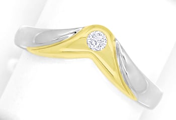 Foto 1 - Designer-Ring mit lupenreinem Brillant 14K Bicolor, S1936