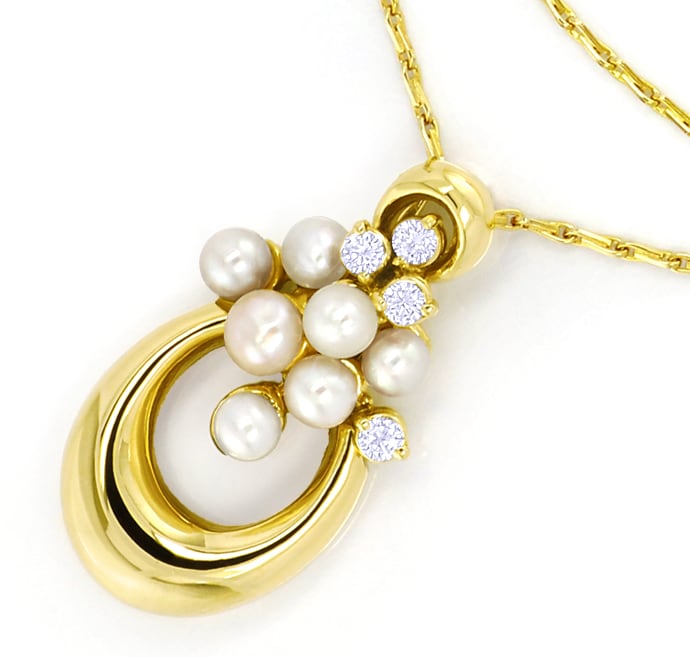 Foto 3 - Zauberhaftes Goldcollier Perlen Brillanten, S2802